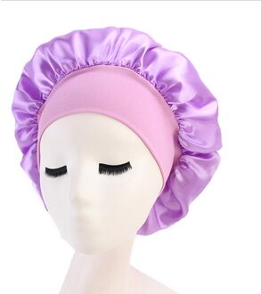 Nieuw Vrouwen Satijn Effen Slapen Hoed Nachtrust Cap Haarverzorging Motorkap Slaapmutsje Voor Vrouwen Mannen Unisex Cap Motorkap de Nuit Paars