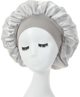 Nieuw Vrouwen Satijn Effen Slapen Hoed Nachtrust Cap Haarverzorging Motorkap Slaapmutsje Voor Vrouwen Mannen Unisex Cap Motorkap de Nuit Zilver