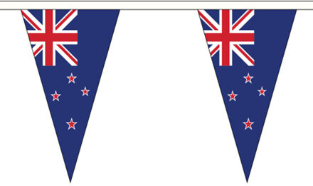 Nieuw Zeeland landen punt vlaggetjes 5 meter - slinger / vlaggenlijn