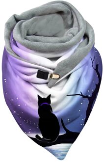 Nieuw Zwarte Kat Gedrukt Warme Sjaal Mode Vrouwelijke Vrouwen Neck Warmers Poncho Sjaal Sjaals