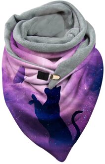 Nieuw Zwarte Kat Gedrukt Warme Sjaal Mode Vrouwelijke Vrouwen Neck Warmers Poncho Sjaal Sjaals