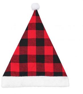 Nieuwjaar Dikke Pluche Kerst Hoed Kids Kerst Decoraties Voor Huis Kerstman Warm Winter rood zwart