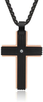 Nieuwkomers Mannen Kruis Ketting Voor Vanity Rose Goud En Zwart 24 Inch Ketting