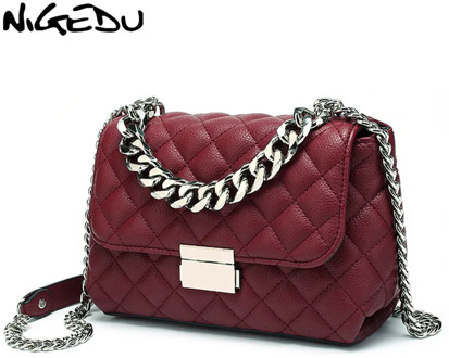 NIGEDU Messenger Bags women Chains Shoulder Bag Diamond lattice luxury handbags women bags designer Female Totes small bolsas