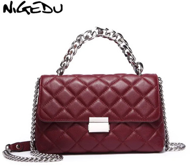 NIGEDU Women's Shoulder bag small luxury handbags women bags designe Leather Ladies Crossbody bag Diamond Lattice Female Totes