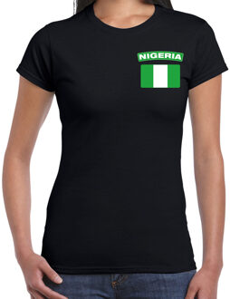 Nigeria landen shirt met vlag zwart voor dames - borst bedrukking 2XL