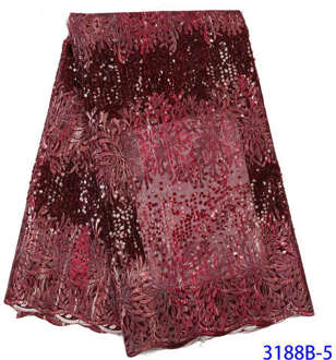 Nigeriaanse Kant Stof Tule Kant Afrikaanse Stof Kant Geborduurde Veters Met Pailletten KS3188B 3188B-5