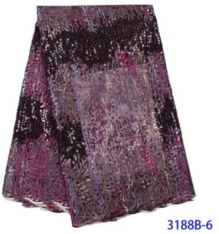 Nigeriaanse Kant Stof Tule Kant Afrikaanse Stof Kant Geborduurde Veters Met Pailletten KS3188B 3188B-6