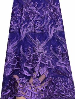 Nigeriaanse Lila Kant Stof Met Stenen Afrikaanse Mesh Stof 5Yards Franse Netto Afrikaanse Kant Stof 2022 Kant VLY108 AS PIC5