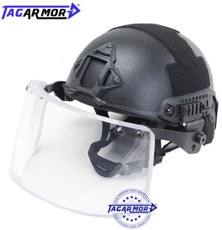 NIJ IIIA 9mm Lightweight Military High Cut Helmet Bulletproof Visor Tactical Bulletproof Helmet Face Protection Ballistic Mask