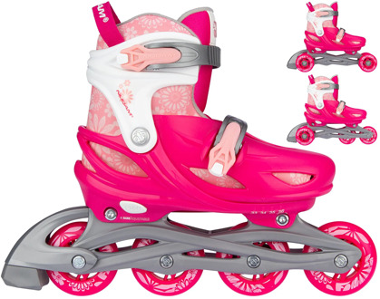 Nijdam 3-in-1 skates Floral Switch polyester roze/wit mt 25-28