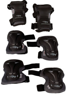 Nijdam Skate Beschermset Volwassenen - Ink Shield - Zwart/Zilvergrijs - M