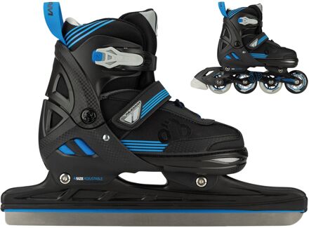 Nijdam Speed Combi Ice Skates Junior (verstelbaar) zwart - blauw - grijs - 29-32