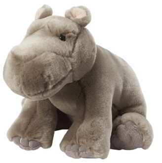 nijlpaard knuffel - grijs - pluche - 18 cm - zittend - dierenknuffels