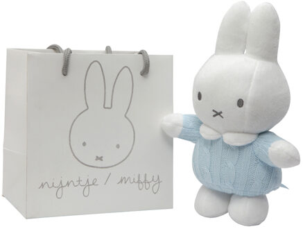 Nijntje knuffel rammelaar in handtas lichtblauw 22 cm