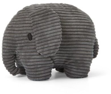 Nijntje / olifant corduroy knuffel, formaat 23 cm., kleur grijs