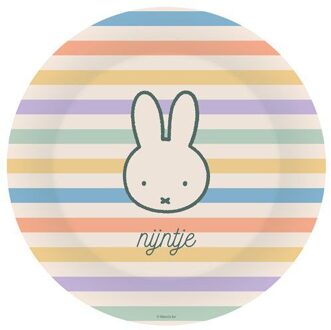 Nijntje Pastel Borden Met Gekleurde strepen (8st) Multikleur - Print
