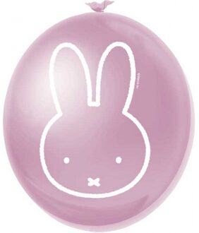 Nijntje Roze Nijntje ballonnen - 12x stuks - Kinderfeestje decoratie - Babyshower geboorte thema meisje