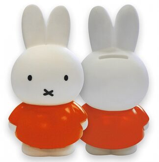 Nijntje spaarpot oranje/wit - 12 cm - kunststof - met opening - Dieren/konijnen