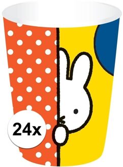 Nijntje themafeest drink bekers/bekertjes - 24x stuks - 200 ml - Kinderfeestje servies Multi