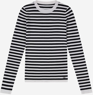 NIK&NIK Meisjes trui gestreept - Jolie - Zwart / Off wit - Maat 152