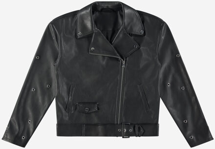 NIK&NIK zomer biker jasje meisjes - zwart - Eyelet - Maat 176