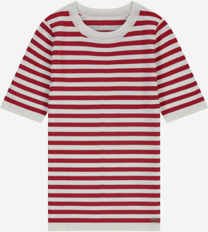 NIK&NIK zomer trui S/S gestreept meisjes - rood / off wit - Jolie - Maat 140