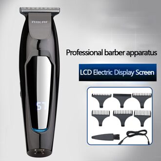 Nikai Gradiënt Lcd Digitale Display Oplaadbare Tondeuse Retro Elektrische Clipper Kapsalon Sterke Elektrische Fader