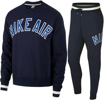 Nike Air Fleece trainingspak met volledige ronde hals, marineblauw Navy - XL