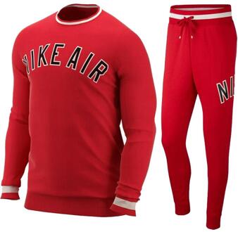 Nike Air Fleece trainingspak met volledige ronde hals rood