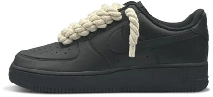 Nike Air force 1 low air rope laces black beige custom Zwart - 40,5