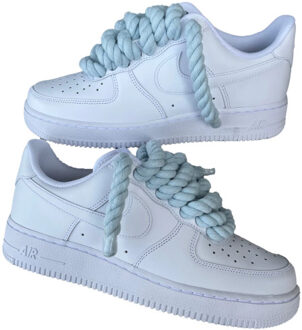 Nike Air force 1 low rope laces baby blue custom - maat 38 Wit