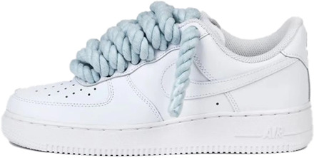 Nike Air force 1 low rope laces baby blue custom Wit - 38