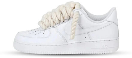 Nike Air force 1 low rope laces beige custom - maat 44,5 Wit
