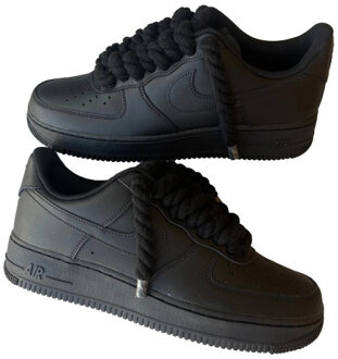 Nike Air force 1 low rope laces black custom - maat 45,5 Zwart