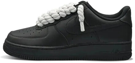 Nike Air force 1 low rope laces black white custom - maat 44 Zwart