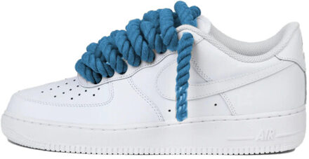 Nike Air force 1 low rope laces blue custom Wit - 44,5