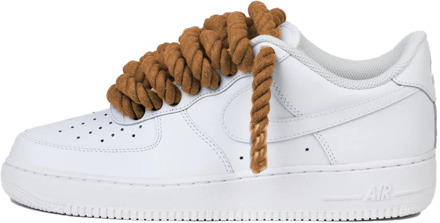 Nike Air force 1 low rope laces brown custom Wit - 36,5