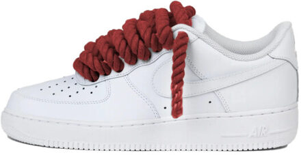Nike Air force 1 low rope laces burgundy custom Wit - 37,5