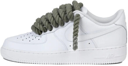 Nike Air force 1 low rope laces khaki custom - maat 41 Wit