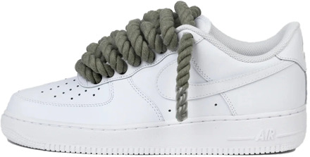 Nike Air force 1 low rope laces khaki custom Wit - 36,5