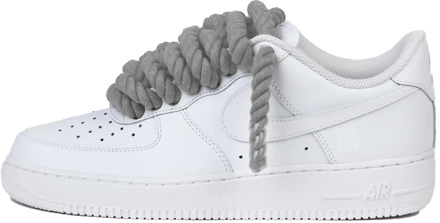 Nike Air force 1 low rope laces light grey custom Wit - 40,5
