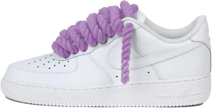 Nike Air force 1 low rope laces lila purple custom - maat 40 Wit