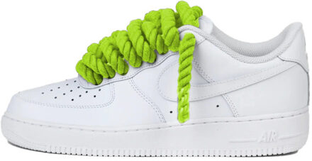 Nike Air force 1 low rope laces lime green custom - maat 43 Wit