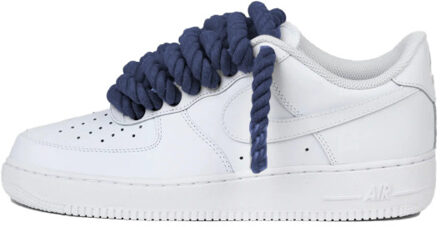 Nike Air force 1 low rope laces navy custom Wit - 38