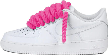 Nike Air force 1 low rope laces neon pink custom - maat 37,5 Wit