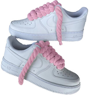 Nike Air force 1 low rope laces pink custom - maat 36 Wit