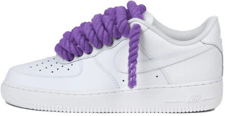 Nike Air force 1 low rope laces purple custom - maat 40,5 Wit