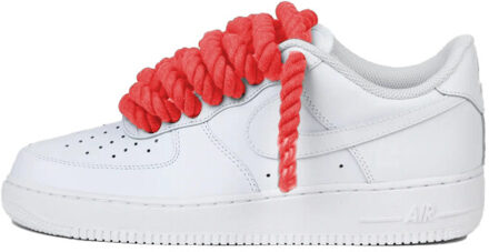 Nike Air force 1 low rope laces red custom Wit - 38
