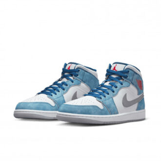 Nike Air jordan 1 mid french blue fire red - maat 40 Blauw